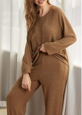 Dark Camel Long Sleeve Lounge Top and Pants | thumb picture 