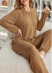 Dark Camel Long Sleeve Lounge Top and Pants | thumb picture 