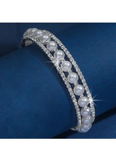 Silver Diamond Pearl Hollow Alloy Bracelet | thumb picture 