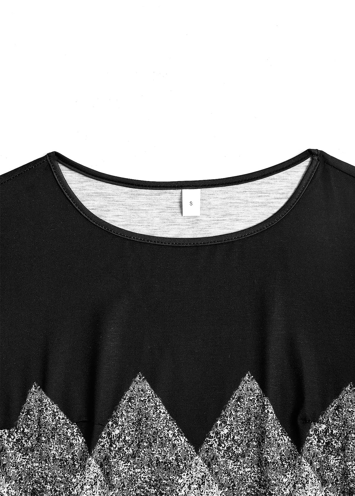 Plus Size Black Patchwork Geometric Print T Shirt | picture 