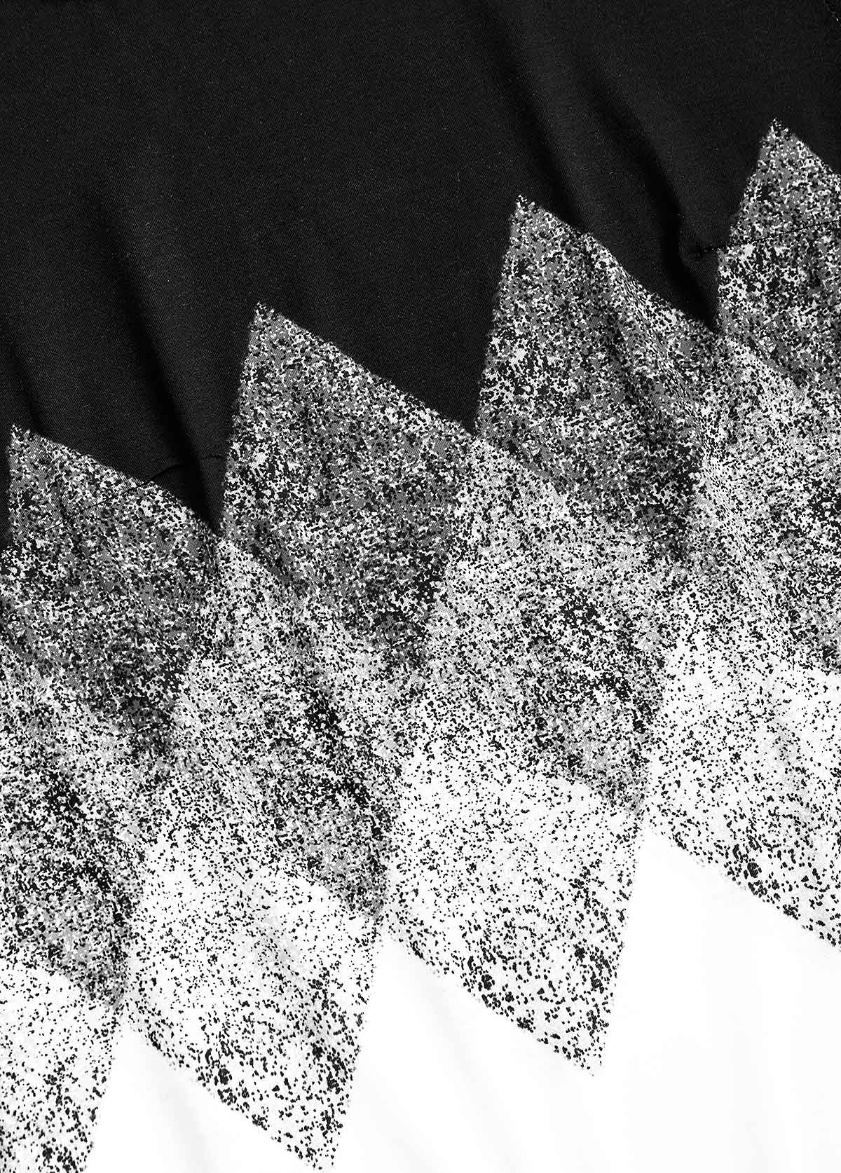 Plus Size Black Patchwork Geometric Print T Shirt | picture 