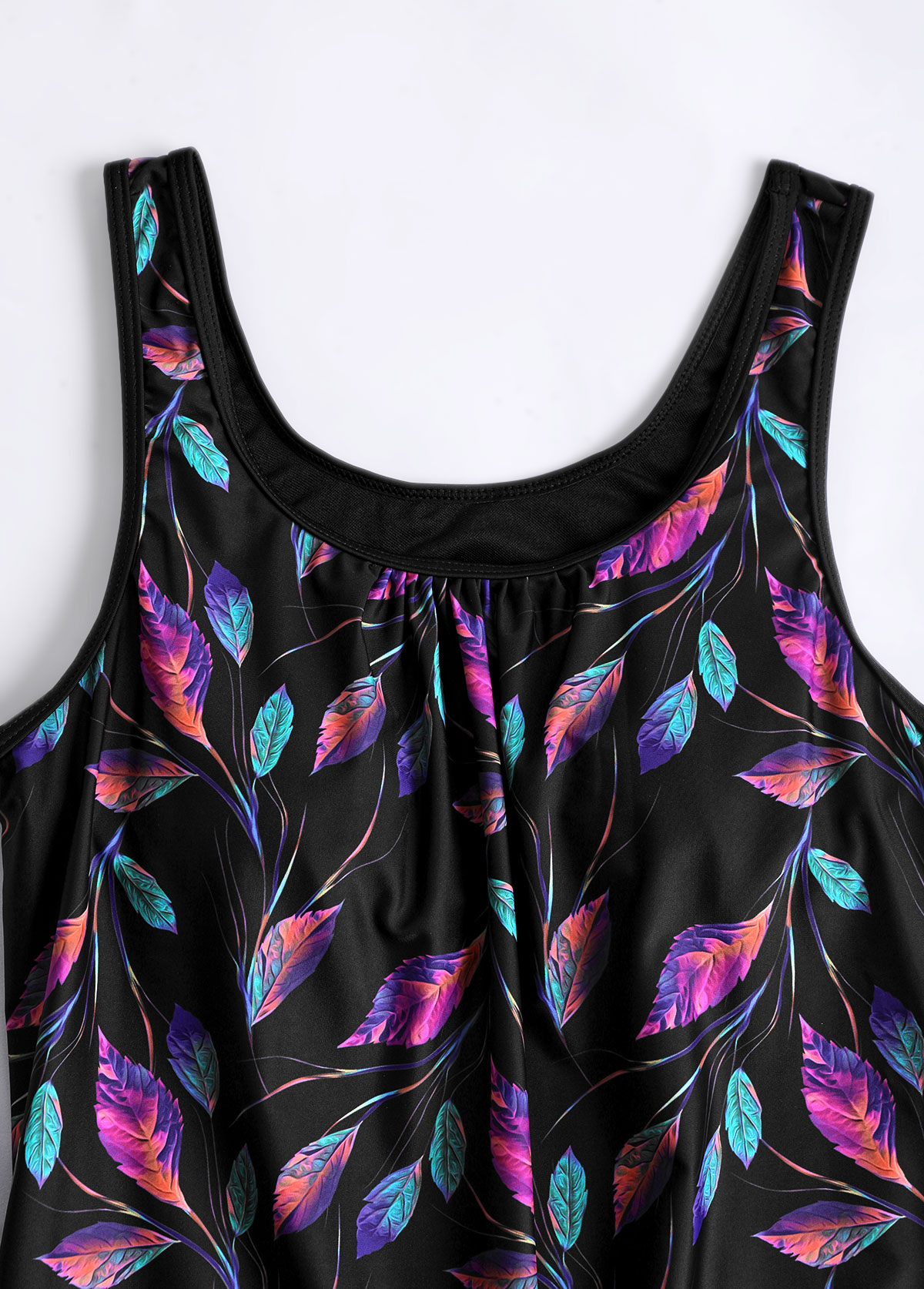 Plus Size High Waisted Asymmetry Black Tankini Set | picture 