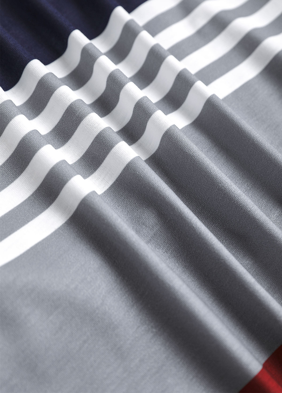 Wine Red Patchwork Plus Size Striped 3/4 Sleeve Blouse | picture 