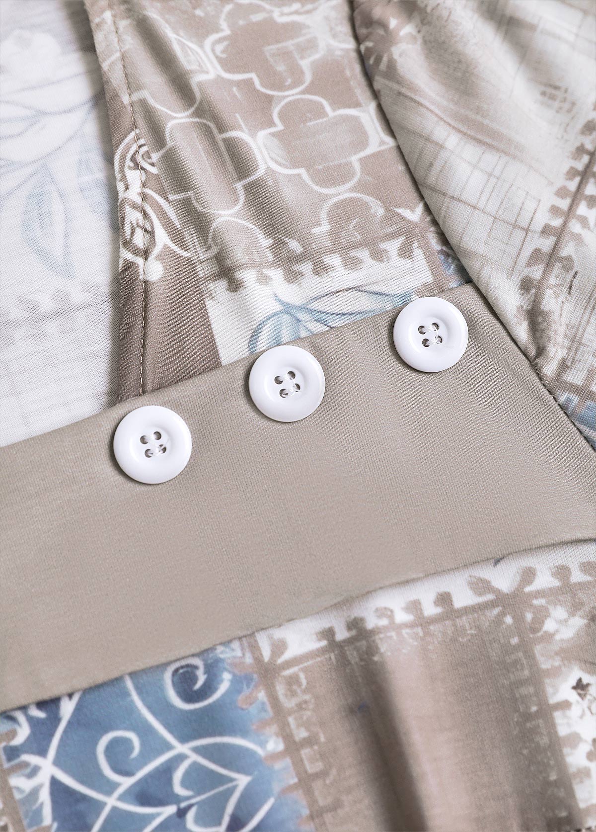 Light Coffee Patchwork Geometric Print Short Sleeve T Shirt | picture 