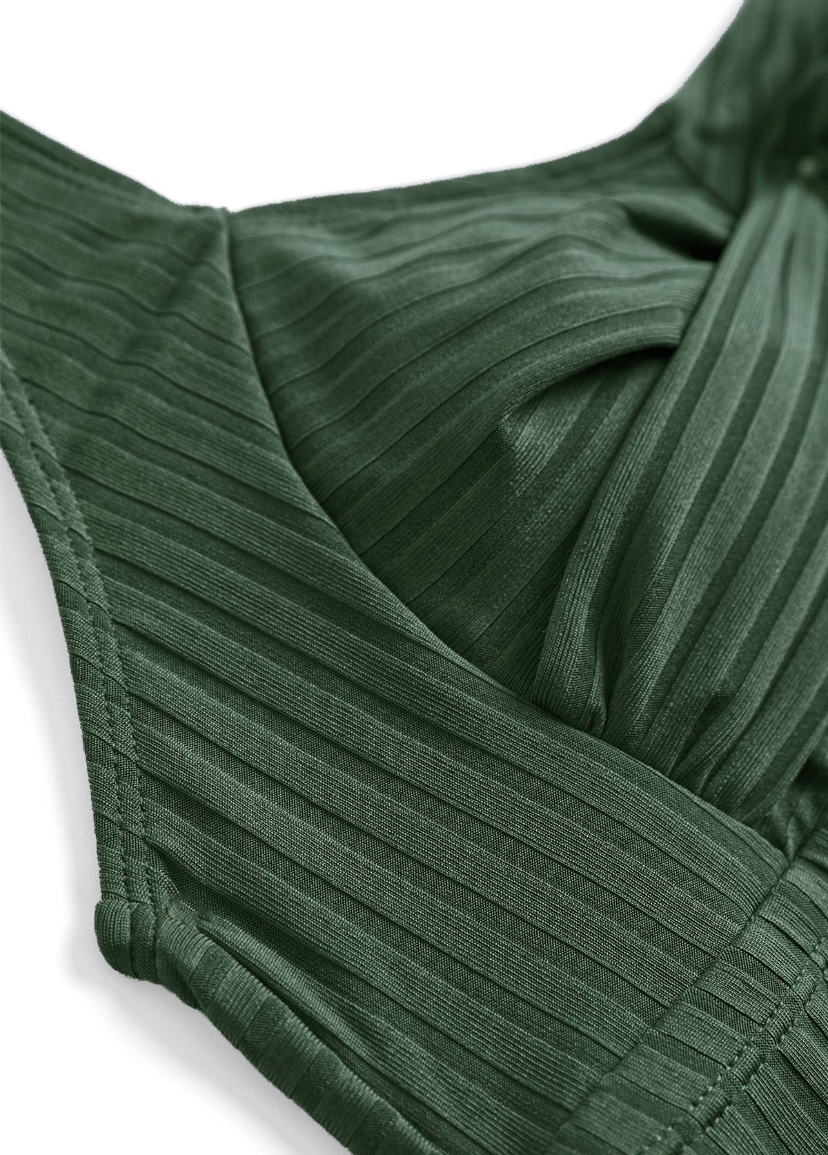 Plus Size Surplice Olive Green Tankini Set | picture 