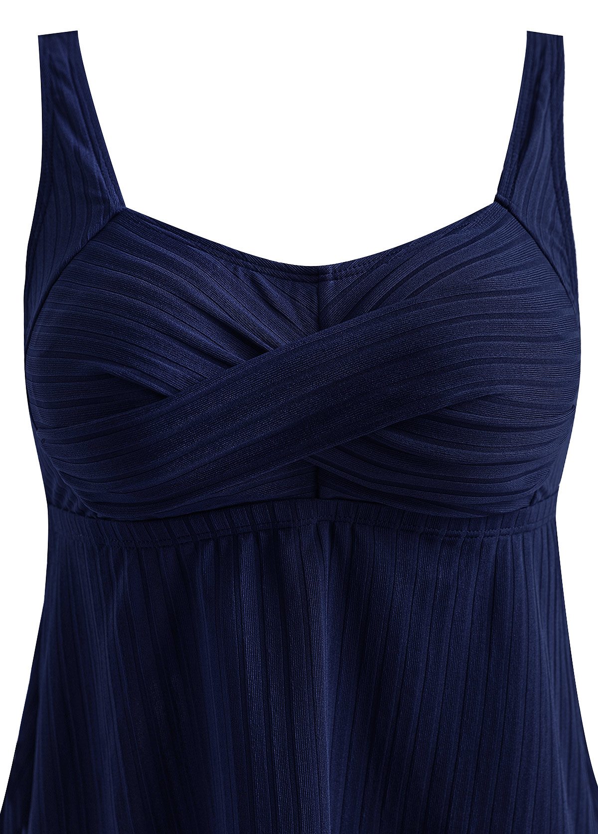 Plus Size Surplice Navy Tropical Plants Print Tankini Set | picture 