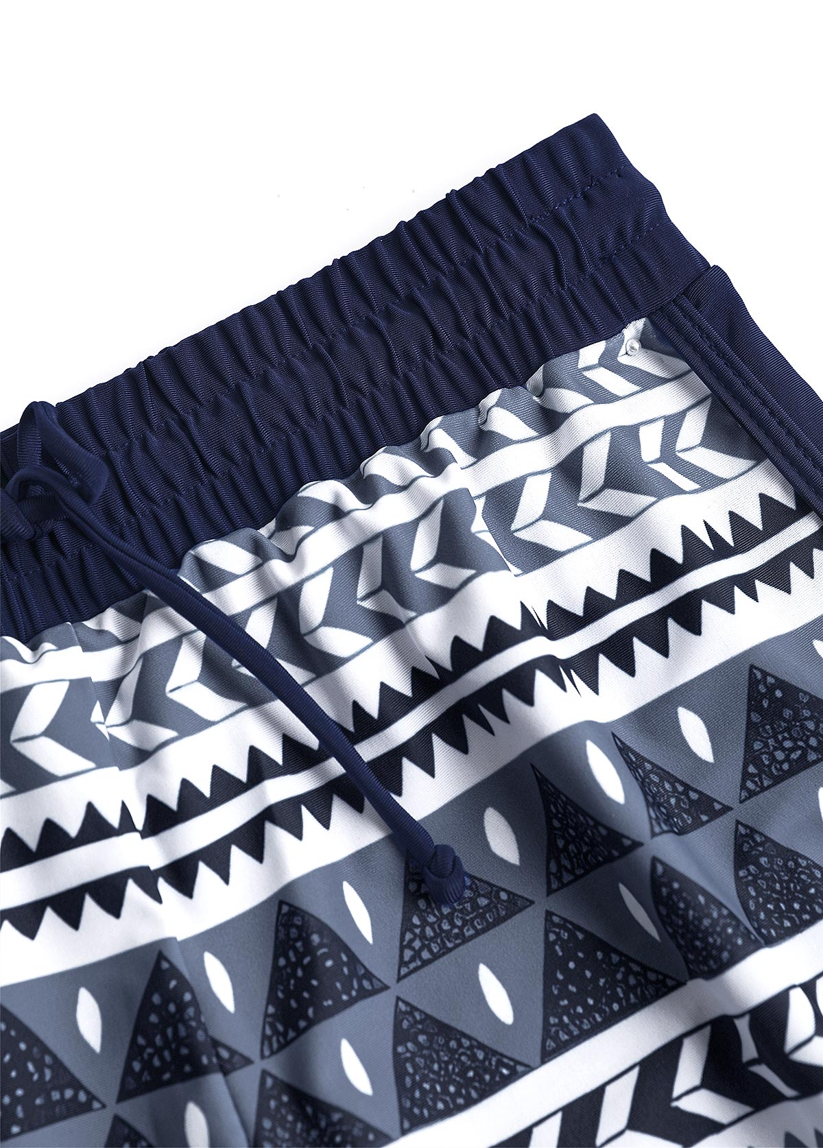 Plus Size Bowknot Navy Geometric Print Tankini Set | picture 