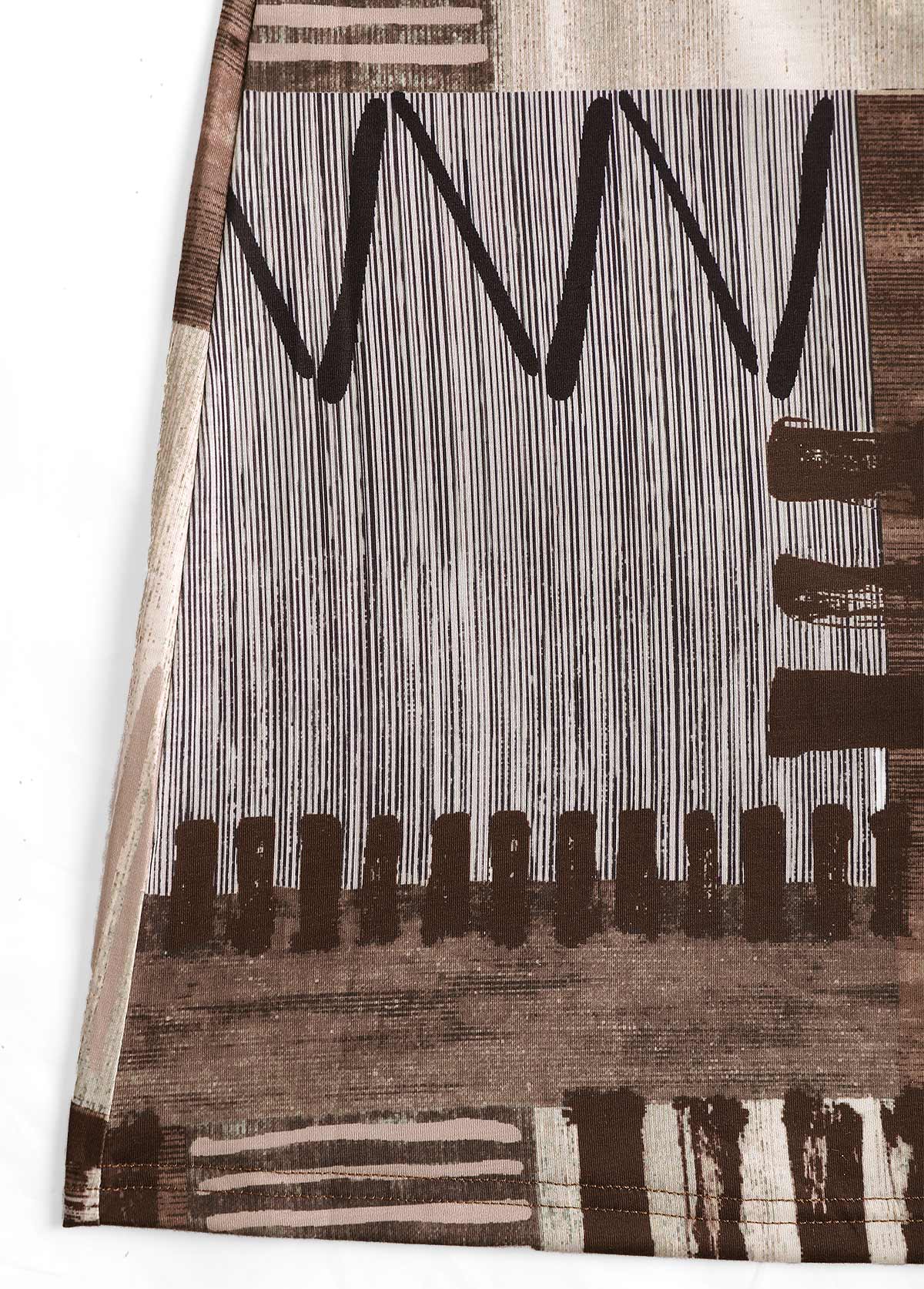 Gray Brown Patchwork Geometric Print A Line Sleeveless Dress | picture 