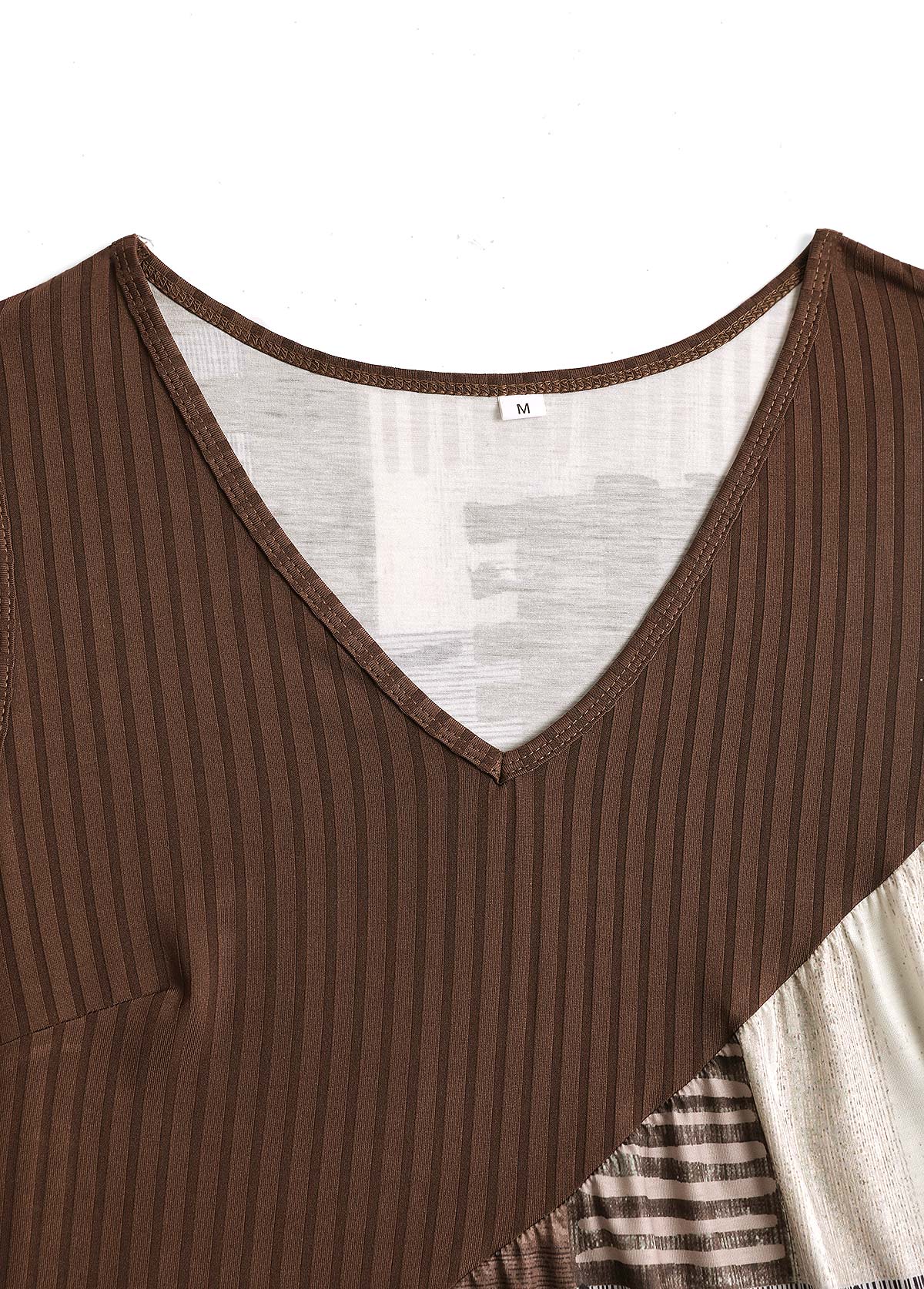 Gray Brown Patchwork Geometric Print A Line Sleeveless Dress | picture 