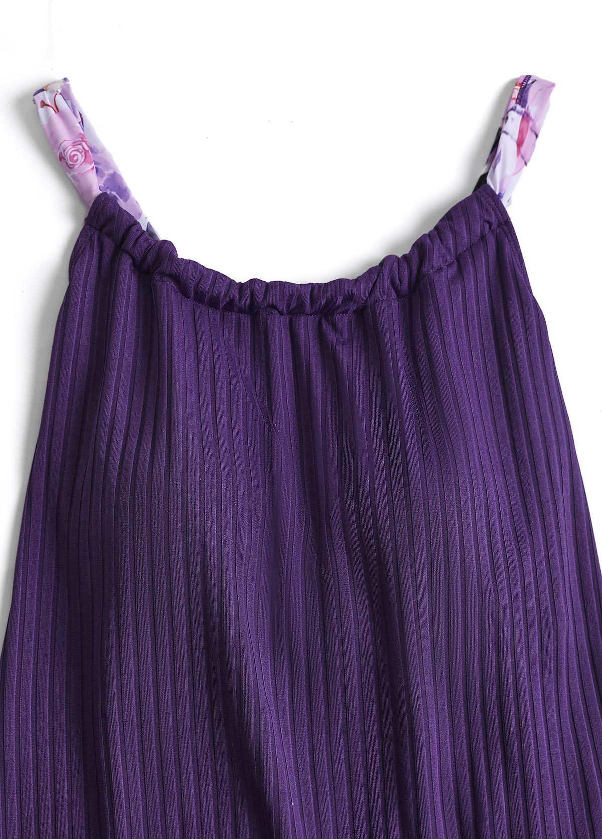 Plus Size Ruched Dark Purple Floral Print Tankini Set | picture 