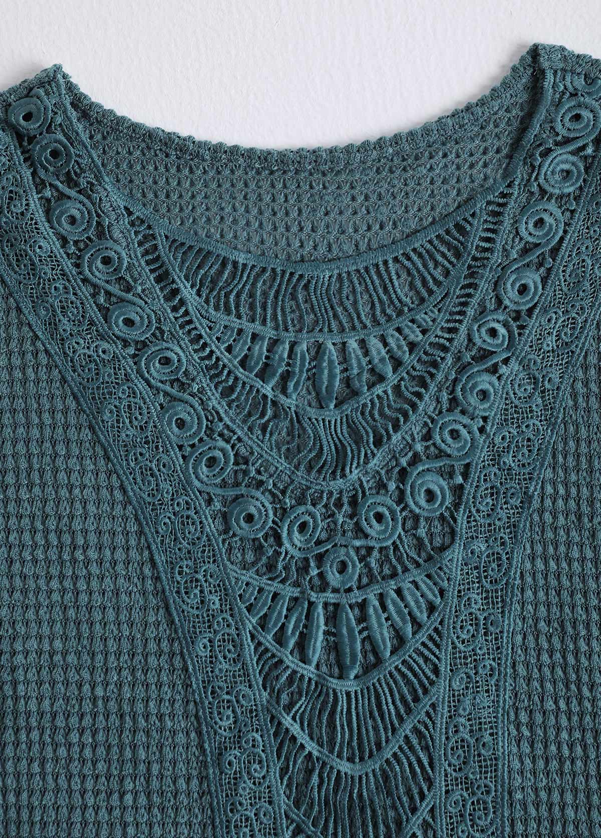 Blue Patchwork Short Sleeve Round Neck T Shirt | picture 