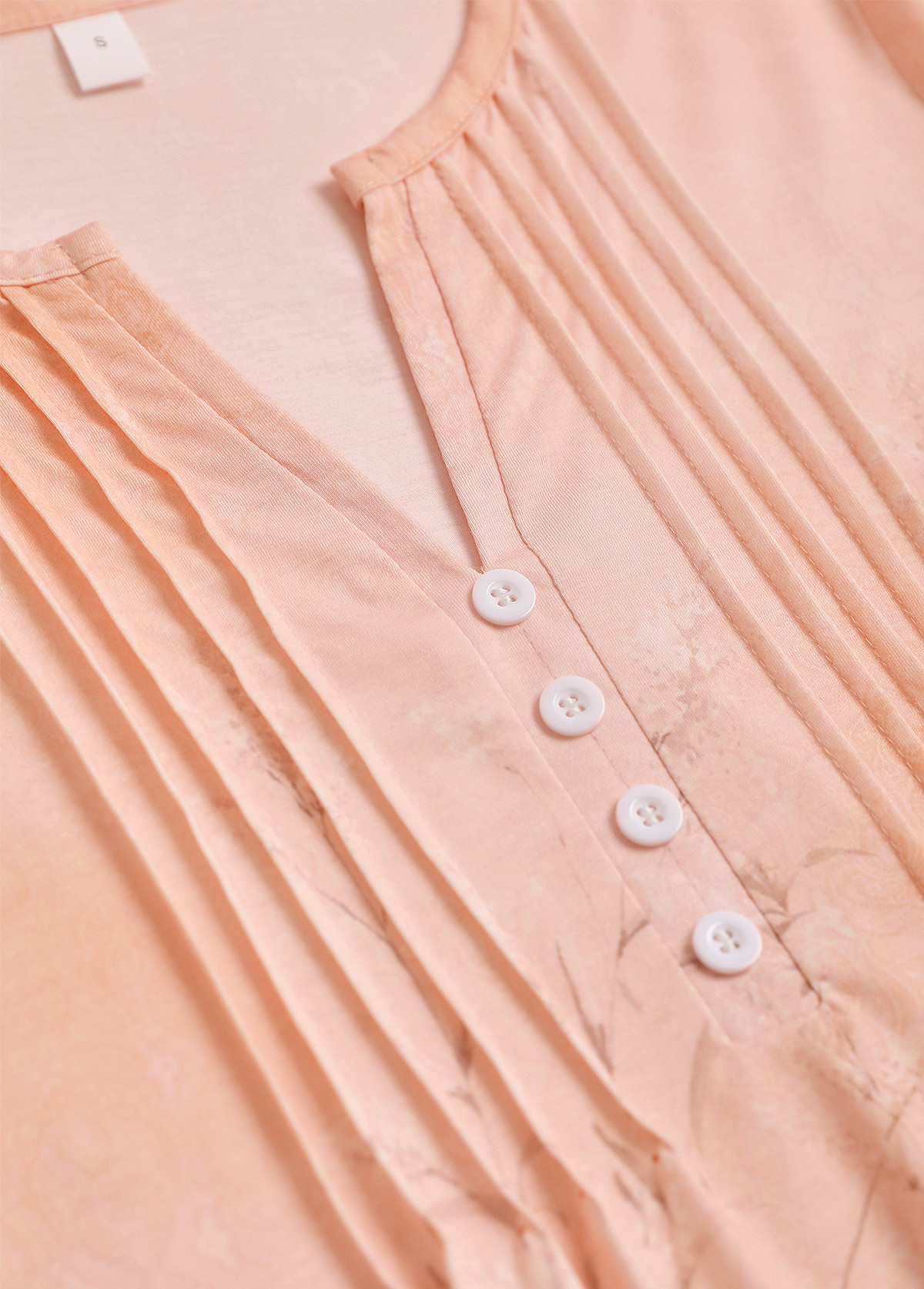 Dusty Pink Button Floral Print Short Sleeve T Shirt | picture 