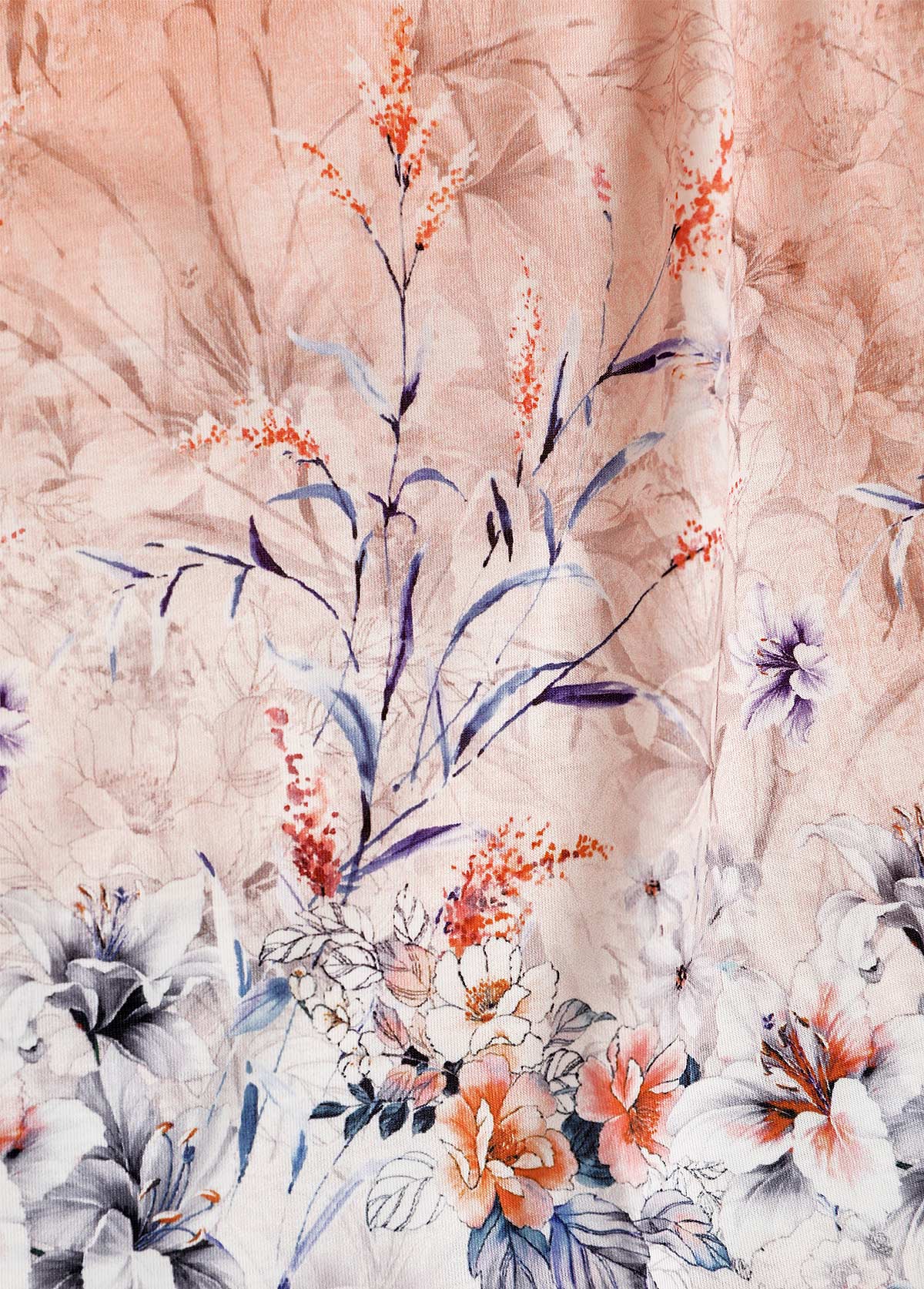 Dusty Pink Button Floral Print Short Sleeve T Shirt | picture 