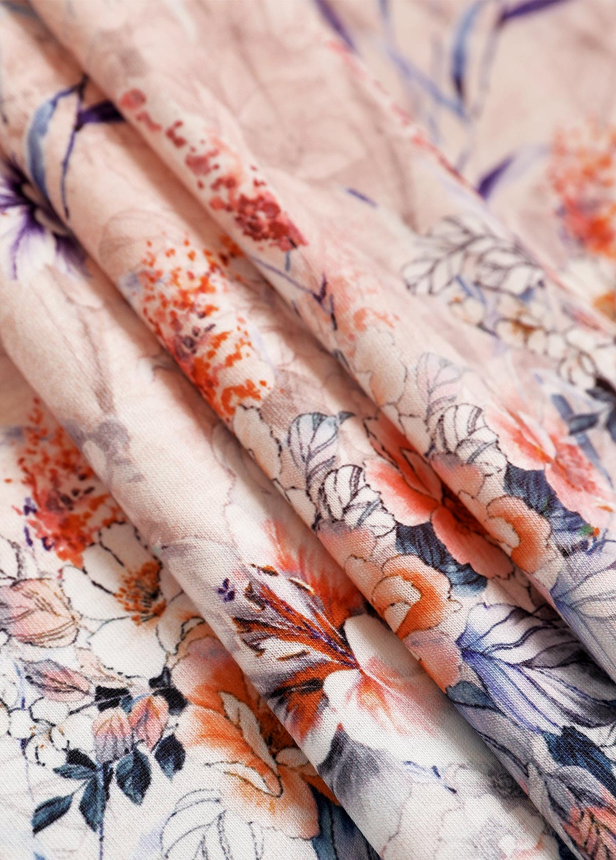 Dusty Pink Button Floral Print Short Sleeve T Shirt | picture 