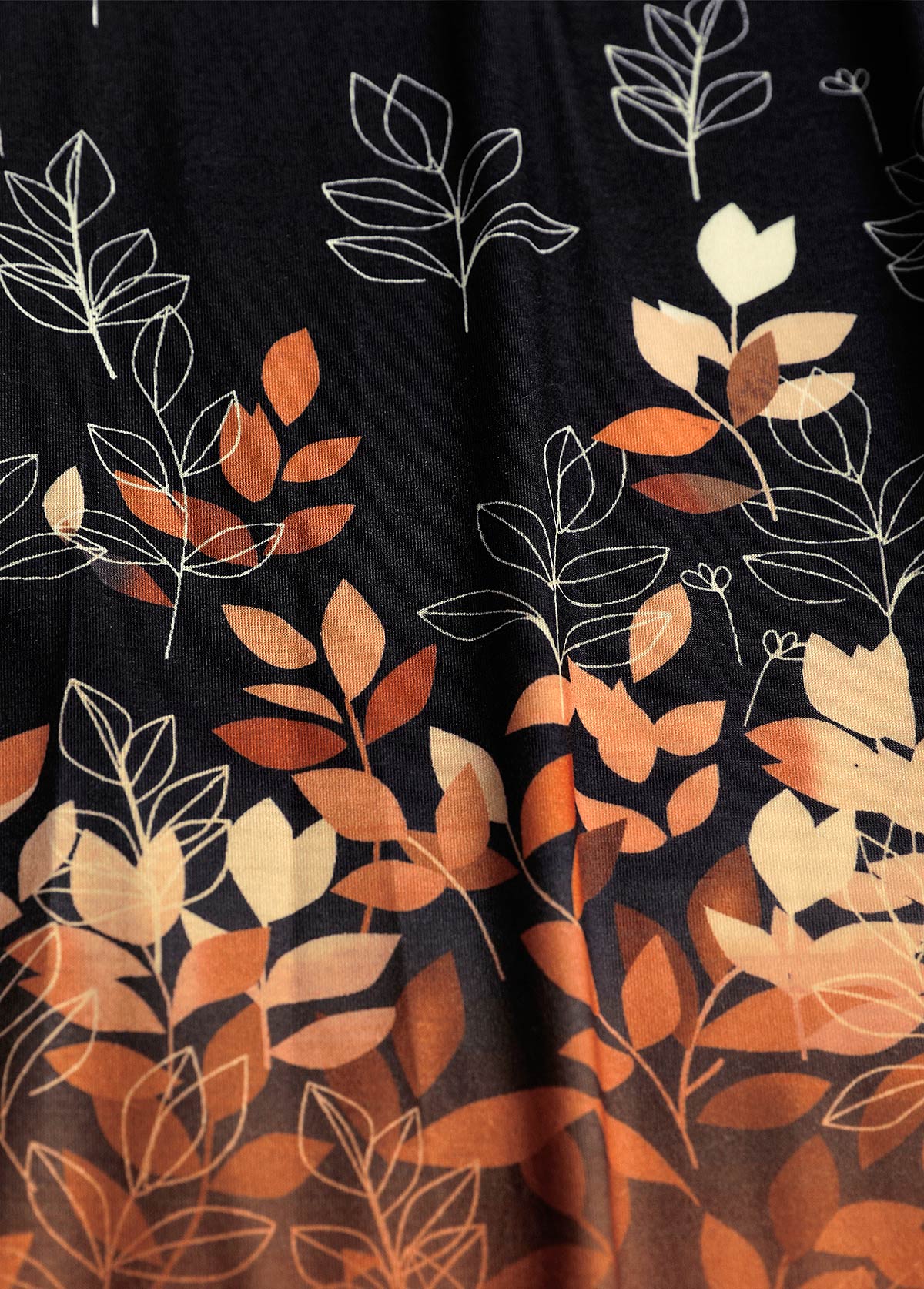 Black Ruffle Plus Size Leaf Print Light Cardigan | picture 