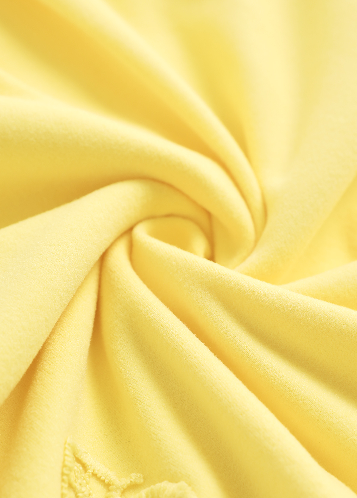 Plus Size Light Yellow Embroidery Long Sleeve T Shirt | picture 