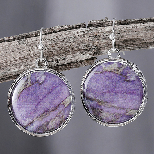 Dusty Purple Round Alloy Detail Earrings | picture 