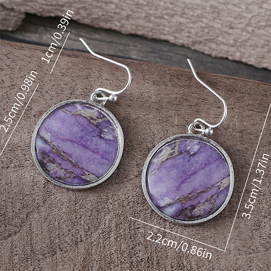 Dusty Purple Round Alloy Detail Earrings | picture 