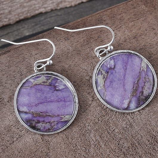 Dusty Purple Round Alloy Detail Earrings | picture 