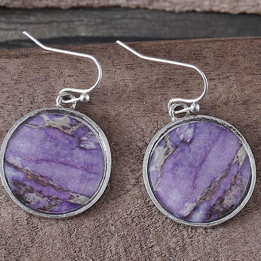 Dusty Purple Round Alloy Detail Earrings | picture 