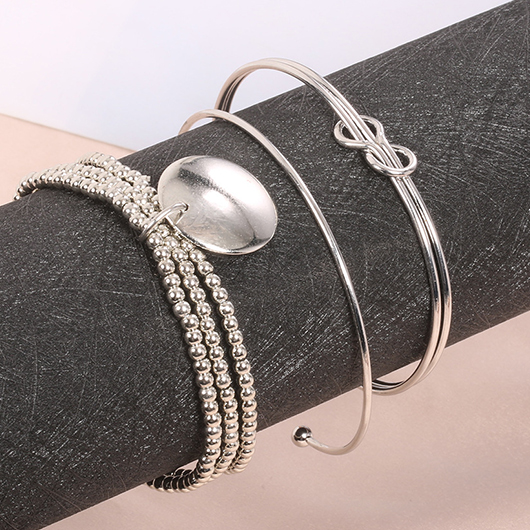 Silver Alloy Detail Adjustable Three-piece Bracelet | picture 
