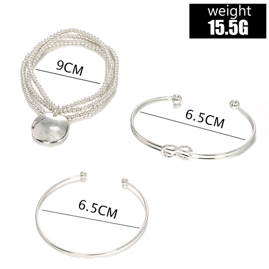 Silver Alloy Detail Adjustable Three-piece Bracelet | picture 