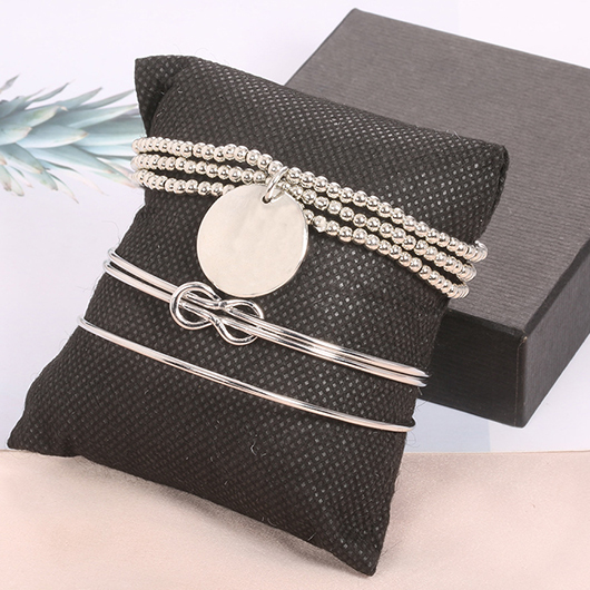 Silver Alloy Detail Adjustable Three-piece Bracelet | picture 