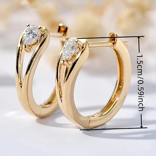 Gold Alloy Detail Rhinestone Round Earrings | picture 