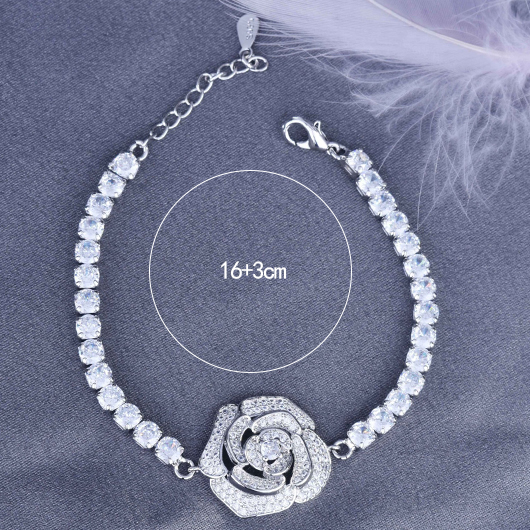 Silver Hollow Rose Design Copper Bracelet USD 19.98