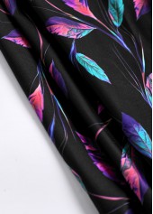 Asymmetry High Waisted Leaf Print Black Tankini Set | thumb picture 