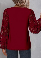 Wine Red Lace Plus Size Long Sleeve Blouse | thumb picture 