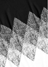 Plus Size Black Patchwork Geometric Print T Shirt | thumb picture 