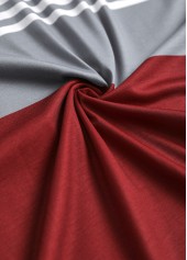 Navy Eyelet Striped 3/4 Sleeve Shirt Collar Blouse