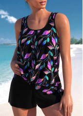 Plus Size High Waisted Asymmetry Black Tankini Set | thumb picture 