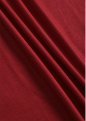 Wine Red Patchwork Plus Size Striped 3/4 Sleeve Blouse | thumb picture 