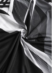 Black Criss Cross Geometric Print Short Sleeve T Shirt | thumb picture 