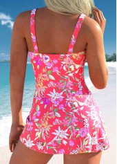 Bowknot Floral Print Coral One Piece Swimdress | thumb picture 