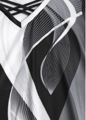 Plus Size Black Criss Cross Geometric Print T Shirt | thumb picture 