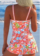 Tie Floral Print Coral One Piece Swimdress | thumb picture 
