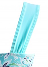 Plus Size Mid Waisted Surplice Cyan Tankini Set