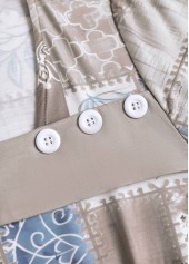 Light Coffee Patchwork Geometric Print Short Sleeve T Shirt | thumb picture 