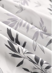 White Ruffle Leaf Print Half Sleeve V Neck Blouse | thumb picture 