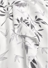 White Ruffle Leaf Print Half Sleeve V Neck Blouse | thumb picture 