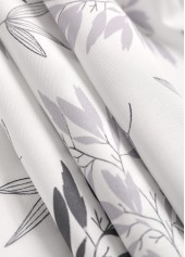 White Ruffle Leaf Print Half Sleeve V Neck Blouse | thumb picture 