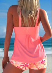 Tummy Coverage Mid Waisted Tropical Plants Print Tankini Set | thumb picture 