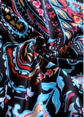 Contrast Binding Paisley Print Black Tankini Set | thumb picture 