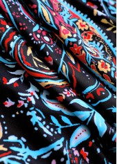 Contrast Binding Paisley Print Black Tankini Set | thumb picture 