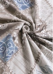 Plus Size Light Coffee Patchwork Geometric Print T Shirt | thumb picture 