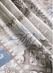 Plus Size Light Coffee Patchwork Geometric Print T Shirt | thumb picture 