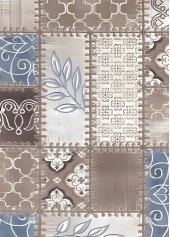 Plus Size Light Coffee Patchwork Geometric Print T Shirt | thumb picture 